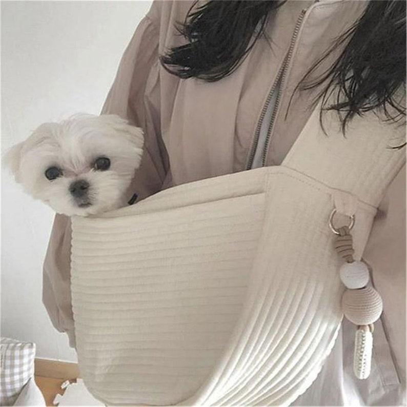 Handmade Pet Dog Carrier Outdoor Travel Handbag Canvas Single Shoulder Bag Sling Comfort Travel Tote Shoulder Bag Breathable