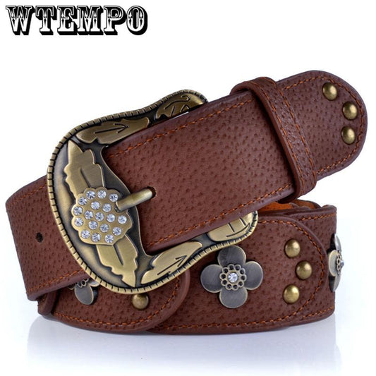 Fashion Rhinestone belts for women Luxury leather belt wide belt wild fashion retro decorative belt