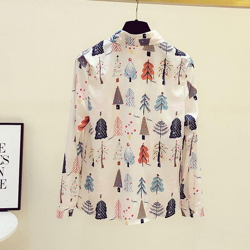 Women's Spring Style Chiffon Blouses Printed Shirt