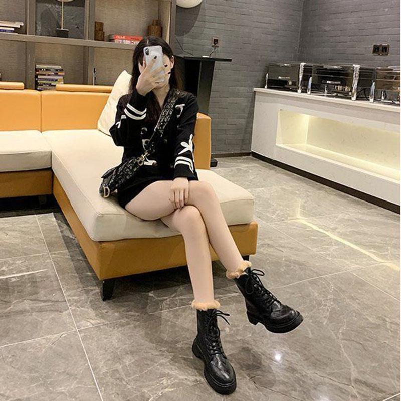 Waterproof Non-Slip Flat Ankle  Boots Women Plus Velvet Winter Boots Ladies Leather Snow Boots Female Martens Boots