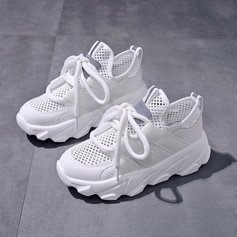 Spring  Summer Mesh Hollow Breathable Women's Shoes Flat Casual Sports Shoes Female Students Korean Wild Shoes