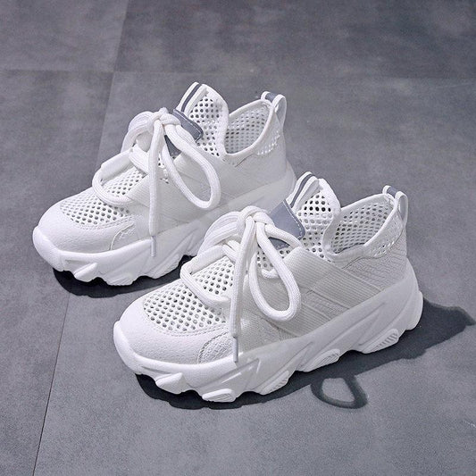 Spring  Summer Mesh Hollow Breathable Women's Shoes Flat Casual Sports Shoes Female Students Korean Wild Shoes