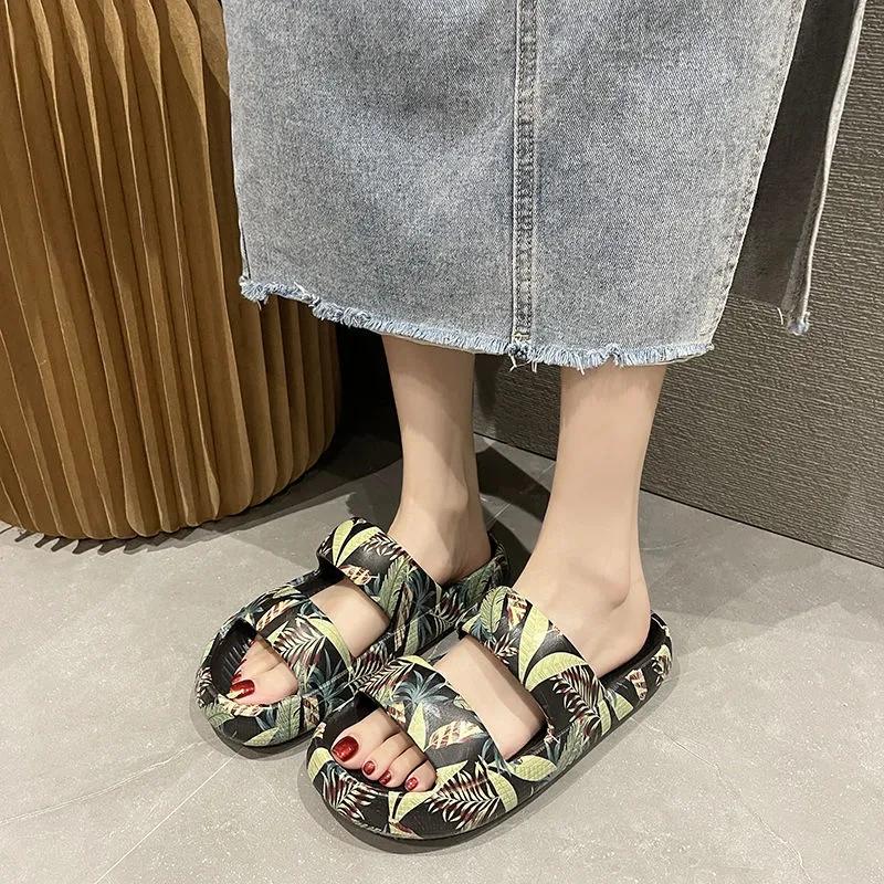 Women's Summer Thick-soled Slippers Cute Wear Out Non-slip Couples Beach Sandals and Slippers for Men's Flip-flops
