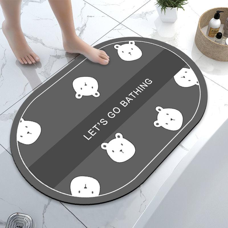 Diatolite Cartoon Bathroom Water Absorption Foot Pad Anti-slip Home Land Pad Toilet Door Toilet