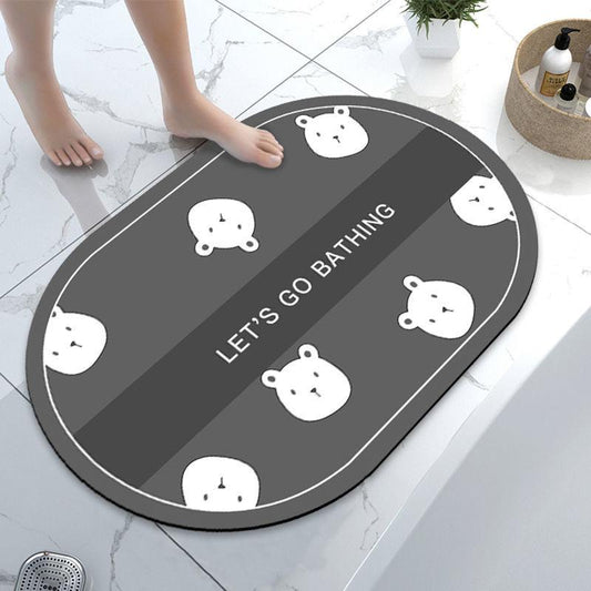 Diatolite Cartoon Bathroom Water Absorption Foot Pad Anti-slip Home Land Pad Toilet Door Toilet