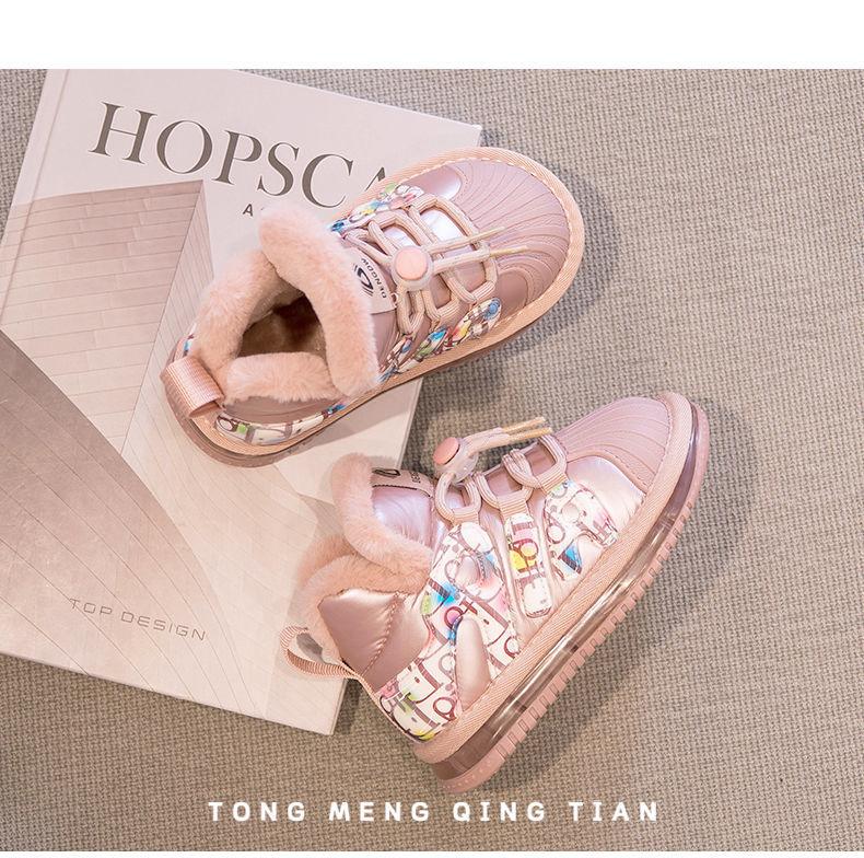 Girls' Snow Boots Autumn and Winter New Children's Non Slip Cotton Shoes Plush Warm and Fashionable Little Girls' Foreign Style Short Boots