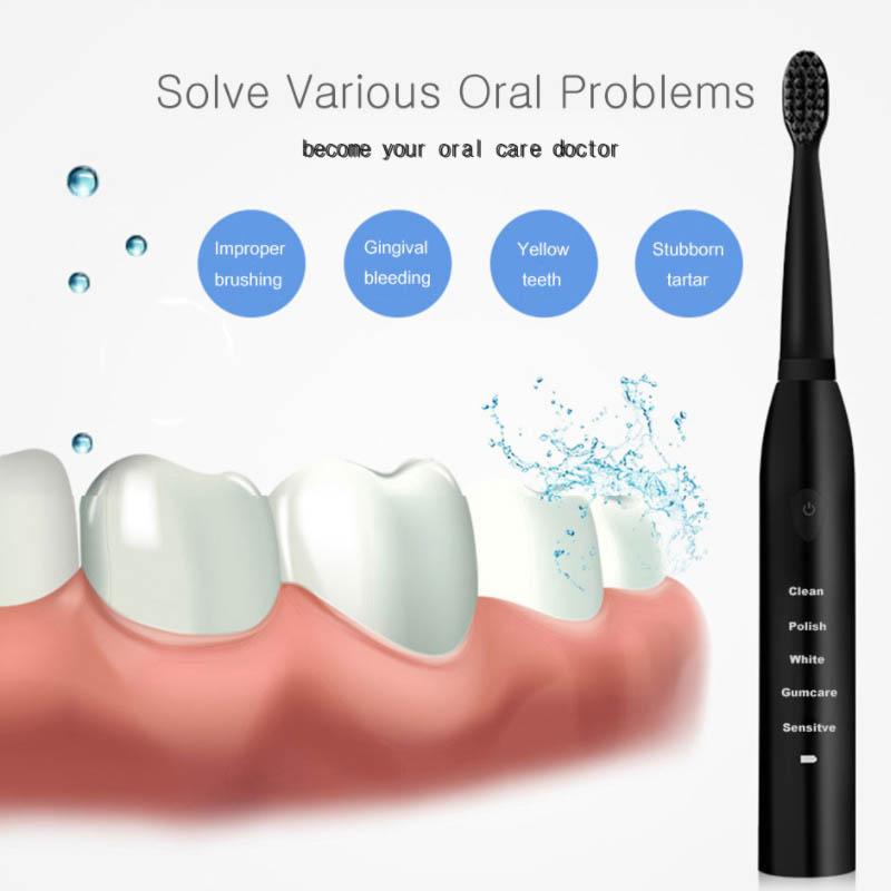 Rechargeable Electric Toothbrush Adult Soft Hair Ultrasonic Vibration To Yellow Waterproof Students and Children's Tooth Cleaning Artifact