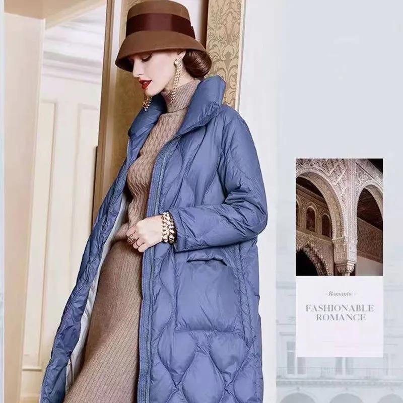 Stand-up Collar Down Jacket Women's Mid-length Korean Style Loose Over-the-knee Thick Plus Size Jacket