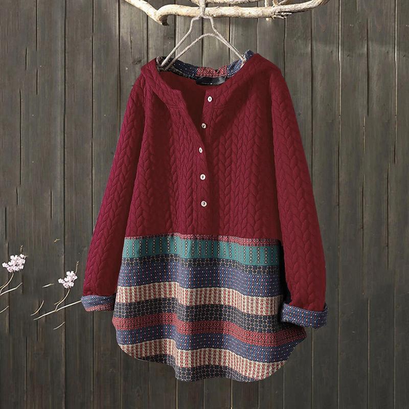 Plus Size Winter Jackets for Women Loose Casual Pullover Hooded  Parkas Coats Button Blouse Shirt Striped Lady Long Oversized Jacket and Coat