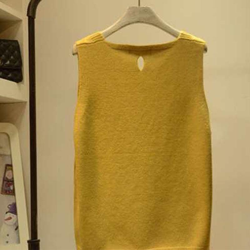 Women Knitted Vests Autumn New Korean Version of Wild V-neck Sweater Vest Women Loose Button Sleeveless Sweater Vest