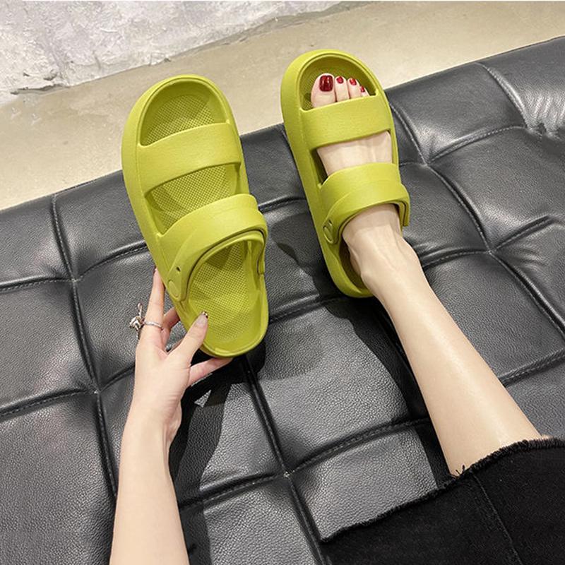 Slippery Shoes Women's Summer Outside Wear Home Bathroom Bath Non-slip Sponge Cake Bottom Net Red Sandals and Slippers