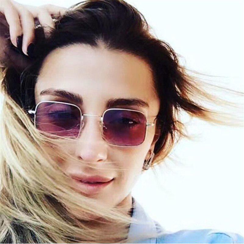 Metal Sunglasses Men Women Retro Square Sun Glasses Fashion Ocean Clear Yellow Pink Color Sunglass s