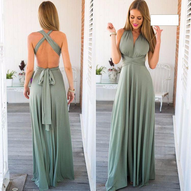 Sexy Women Bandage Long Party Multiway Swing Dress Convertible Infinity Robe Bridesmaids Boho Dress
