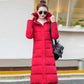 Winter Down Cotton White Duck Down Warm Hooded Jacket Thickened Warmth Long Over-the-knee Women's Cotton Jacket
