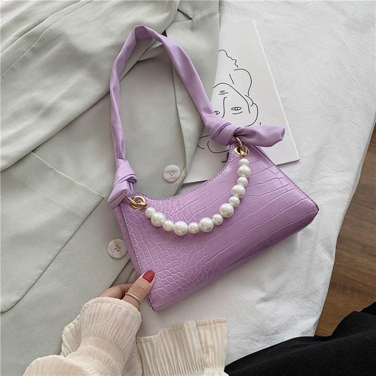 Crocodile Pattern Small PU Leather Armpit Bag For Women Shoulder Handbags Lady Simple Hand Bag Beautiful