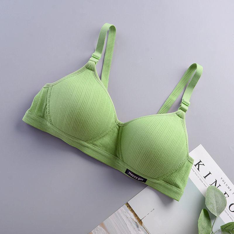 Pure Cotton Threaded Girl Underwear Student Bra High School Developmental Thin Section Without Steel Ring Gather Stereotype Bra