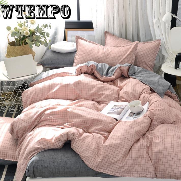 Bedding Set Nordic Cotton Duvet Cover Pillowcases Flat Fitted Bedsheet Twin Queen King Size
