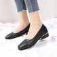 Women's Thick-heel Casual Shoes Mid-heel Pumps Professional Work Shoes Low-top Shoes Leather Shoes Mother Shoes