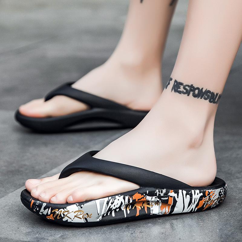 Couple's Spring Summer Slippers Household Soft Mute Flip Flops Non-slip Bathroom Large Size Deodorant Print Slippers