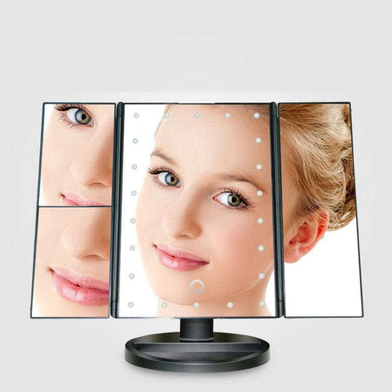 Led Make-up Mirror Magnifying Desktop with Light Dormitory Desktop Make-up Mirror Three Fold Make-up Mirror