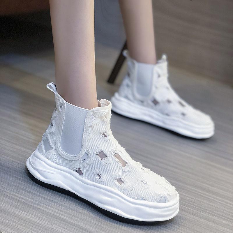 Autumn Korean Women's Martin Boots All-match Platform Dissolving Shoes Student Casual High-top Canvas Shoes