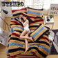 4pcs Star/cartoon Pattern Quilt Cover Warm Thick Cotton Soft Bed Sheet King Size Reactive Printing Bedspread