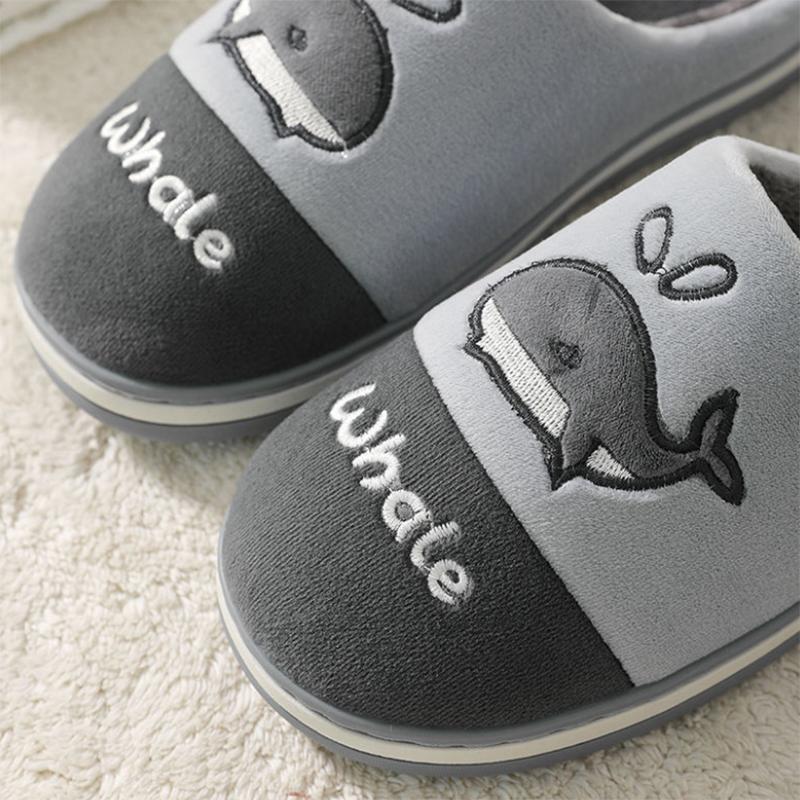 Autumn and Winter Cotton Slippers Men's and Women's Slippers Indoor Warmth Flat-bottomed Cotton Shoes with Bear Pattern