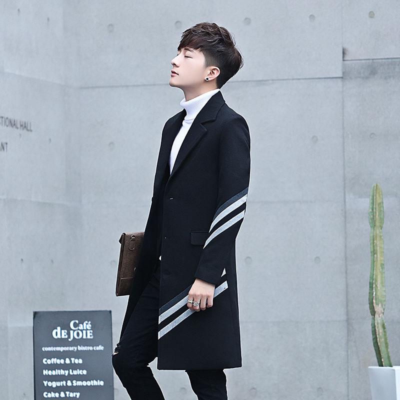 Winter Woolen Coat Men Leisure Long Woolen Coats Mens Casual Fashion Jackets Casual Men Overcoat