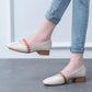 Soft Leather Single Shoes Women Shallow Mouth Flat Casual Shoes Thick Heel Mid-heel High Heels Square Toe Ladies Shoes