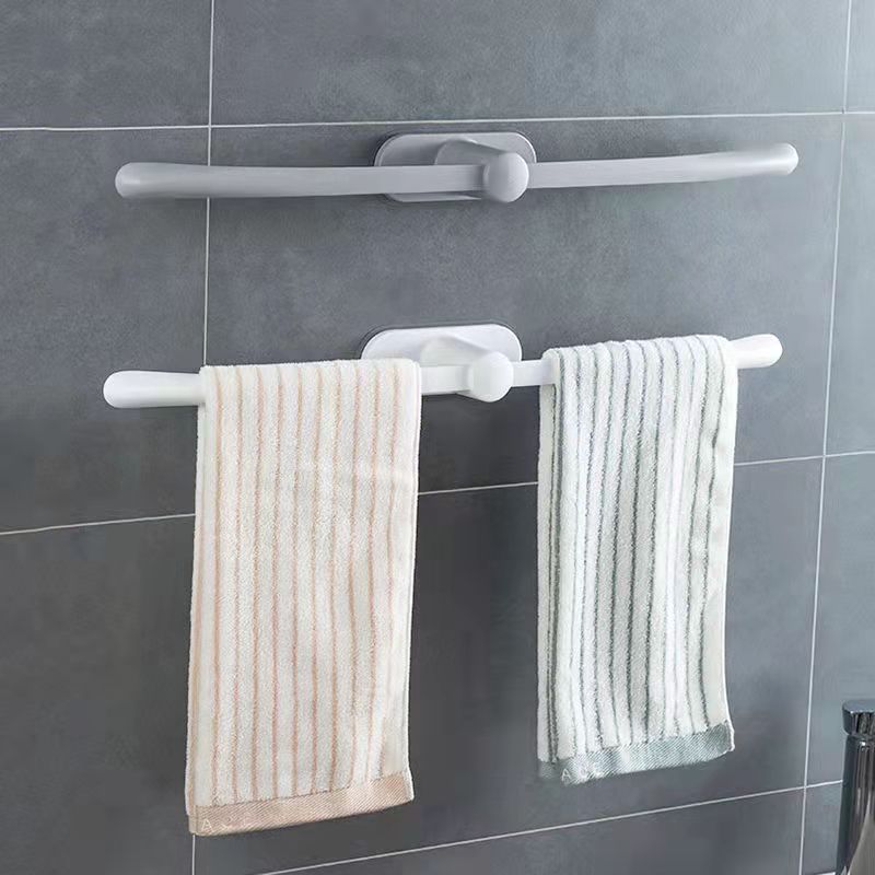 62CM Towel Rack Bathroom Simple And Seamless Storage Rack Bathroom Plastic Bow-shaped Towel Rack Creative Single Rod Towel Rack Slippers Rack Rag Rack
