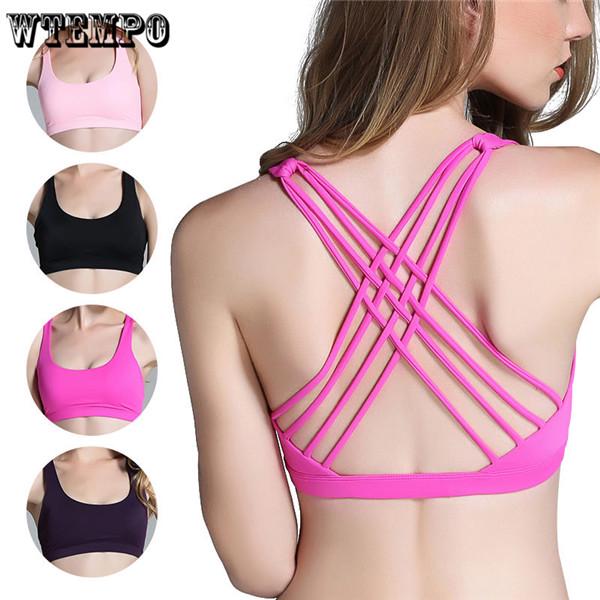 Women's Gym Fitness Yoga Top Bra Popular Sports Bras Girls Push Up Patchwork Workout Running