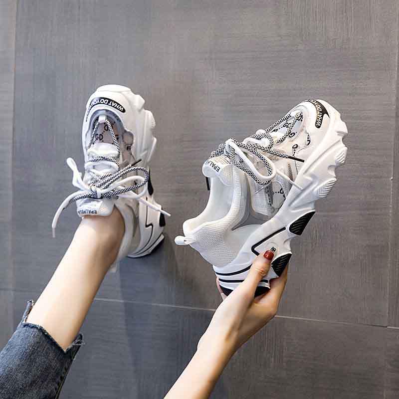 Plus Size 35-40 Summer Ulzzang Women Mesh Letter Sneakers Student Non-slip Basketball Shoes Breathable Running Shoes