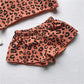 Girls' New Leopard Print Baby Summer Indoor Air-conditioning Suit Short-sleeved Shorts 2-piece Set