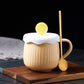 Ceramic Water Cup with Lid Spoon Cartoon Cute mugs Couple Cup Birthday Gift Coffee Cup Breakfast Cup