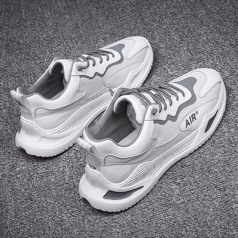 Men Dad Sneakers Platform Leather Mesh Sports Sneakers Lace Up Thick Bottom Trainers Shoes Boys Casual Sneakers Men