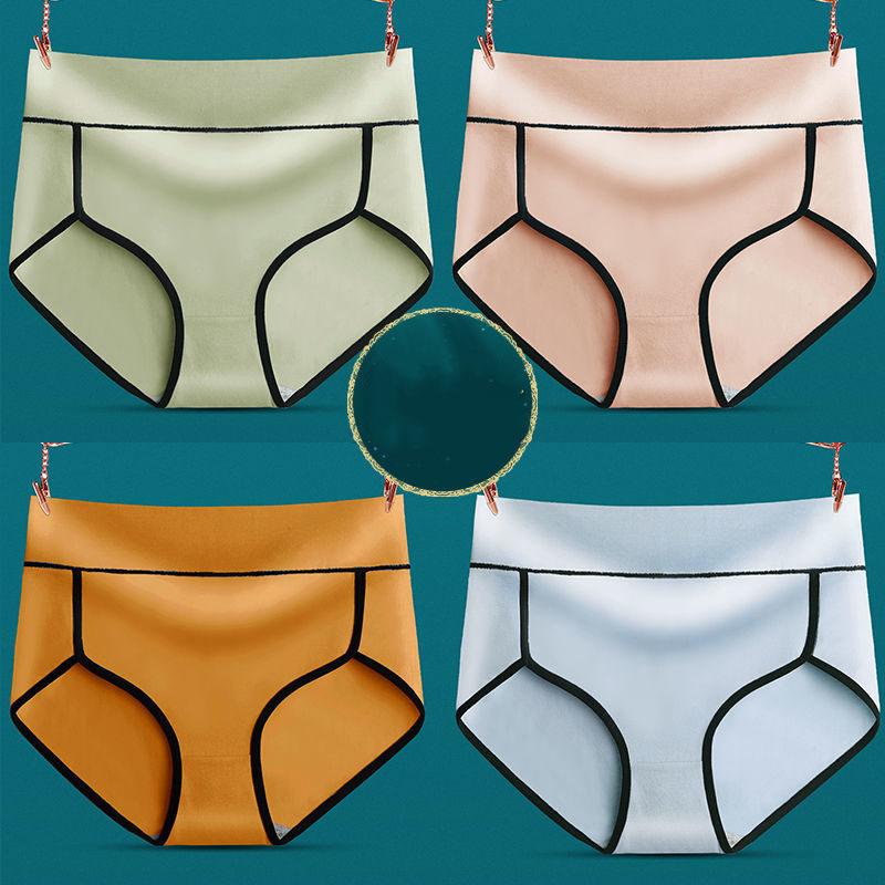 4 Pairs of 100kg Women's High-waist Abdomen Panties Pure Cotton Breathable and Cool Panties Women's Sports Antibacterial Briefs