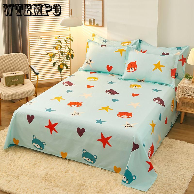 Spring Summer Household Bedding Large Single Piece of Bed Sheet Cotton Single Double Double Printed Bed Sheet