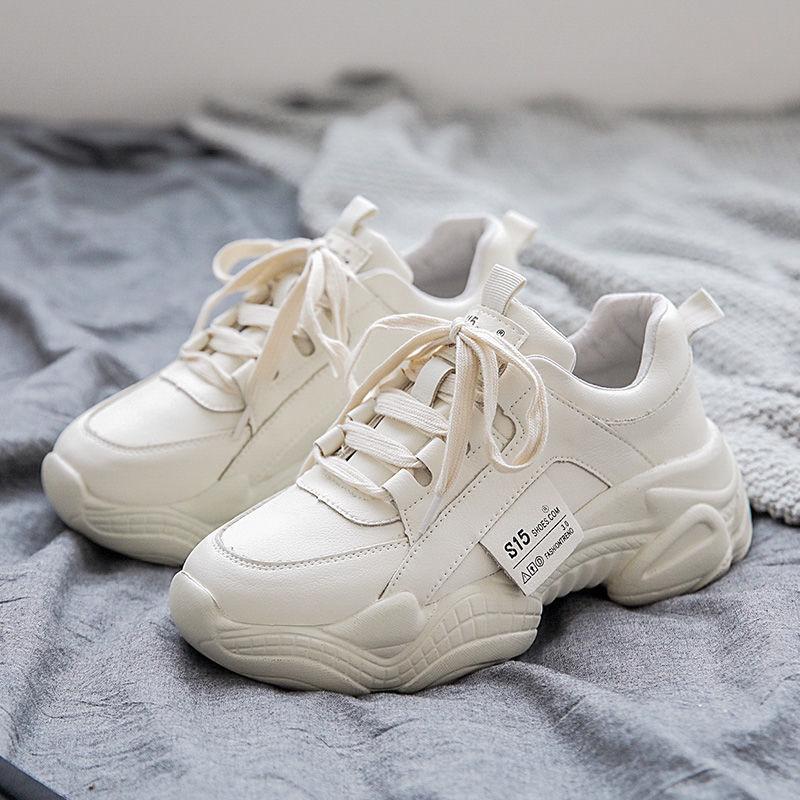 Thick-soled White Shoes Ins Autumn New Shoes Female Students Korean Version of All-match Sports Shoes Casual Net Red Daddy Shoes