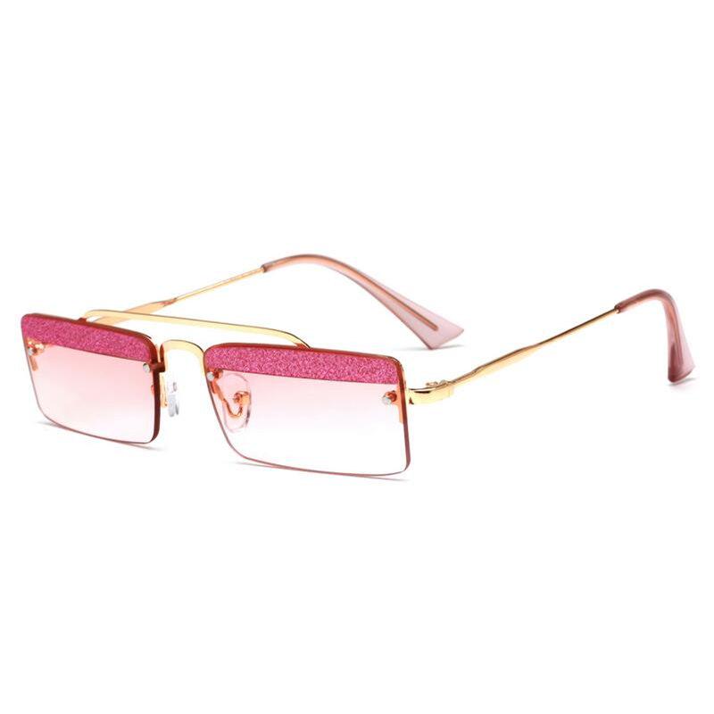 WTEMPO Personalized Eyebrow Metal Square Sunglasses Women Men Fashion Anti-UV Small Frame Sun Glasse