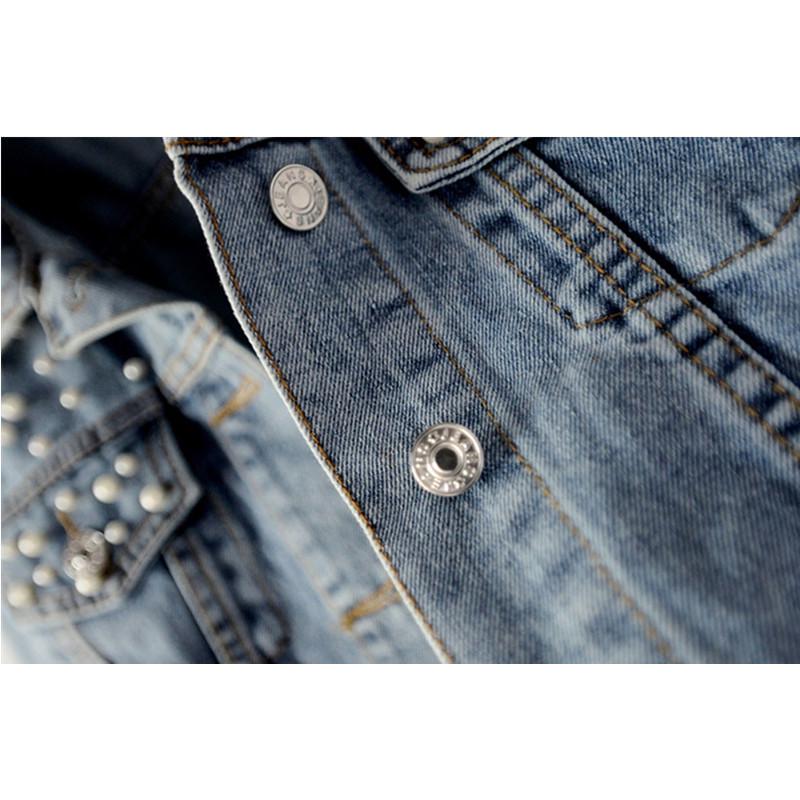 Women's Blue Long Sleeve Denim Jacket Casual Short Outwear Coat