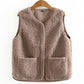 Faux Lamb Fleece Waistcoat Vest Jacket Women's Short Autumn and Winter New Style Loose Waistcoat To Keep Warm and Soft