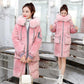Winter Women's Padded Jacket Mid-length Thick and Loose Hit Color Cotton Coat Fashionable Gold Velvet Warmth Parka Coat