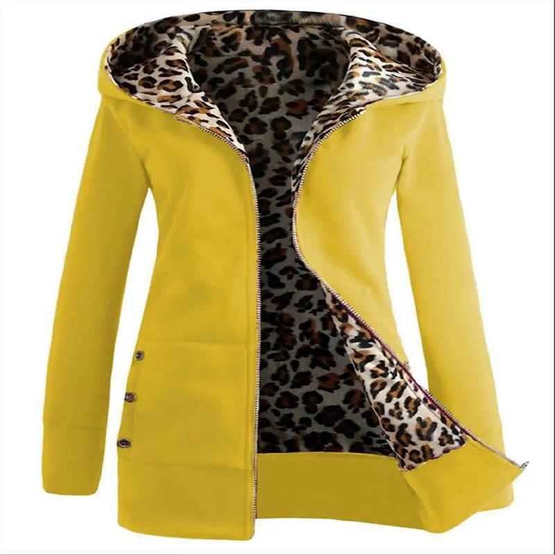 Hooded Thick Leopard Print Sweater Plus Velvet Plus Size Coat Women's Clothing