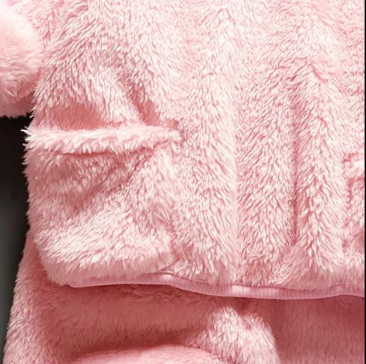 Infant Children's Autumn and Winter Plush Suit Baby Plus Velvet Thick Winter Clothing Double-sided Fleece Two-piece Suit for Boys and Girls