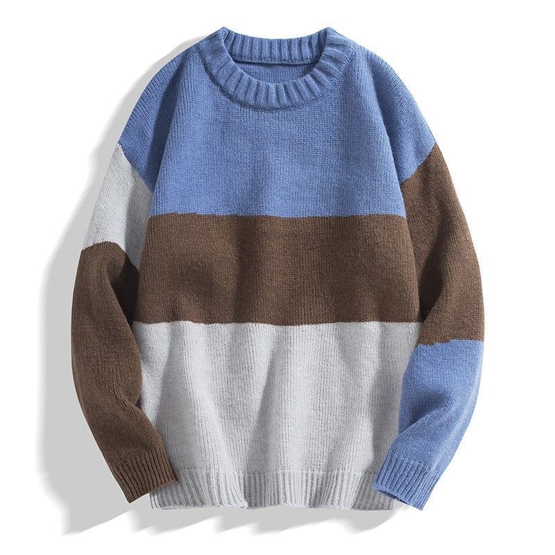 Men's Sweater Autumn and Winter Thickening Round Neck Pullover Sweater Tide Slim Warm Sweater Bottoming Shirt Youth Shirt