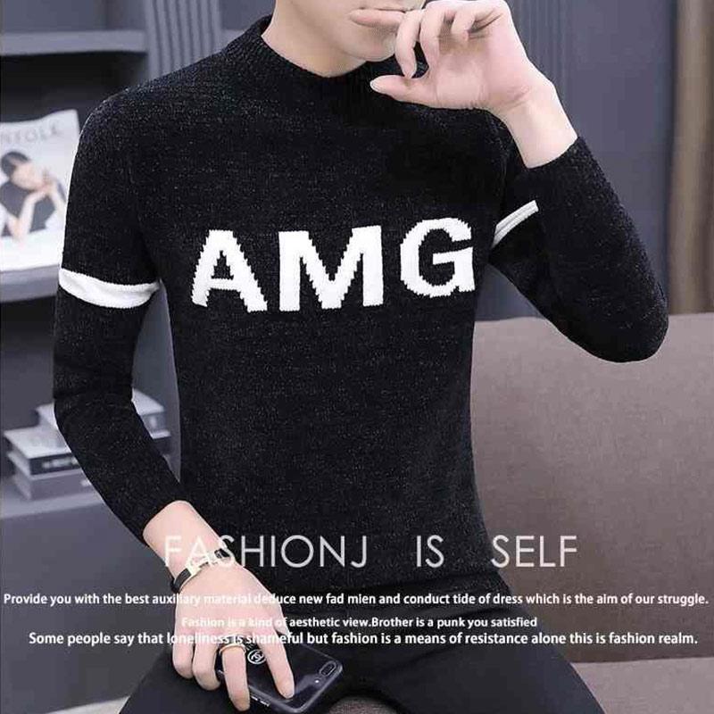 Winter Men's Fleece Sweater Bottoming Shirt Thickened Knitted Sweater Turtleneck Warm Sweater