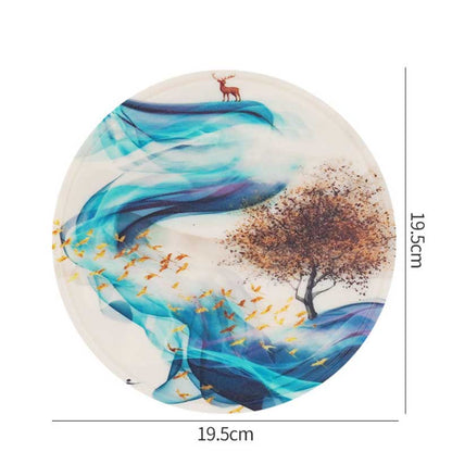 4pc PVC Rubber Coaster Anti-scalding Table Mat Kitchen Pot Mat Round Bowl Mat Dish Mat Non-slip