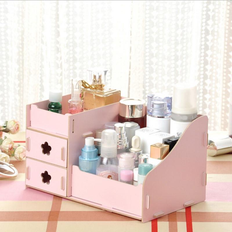 Wooden Office Storage Box Desktop Jewelry Container Organizer Cosmetic Case