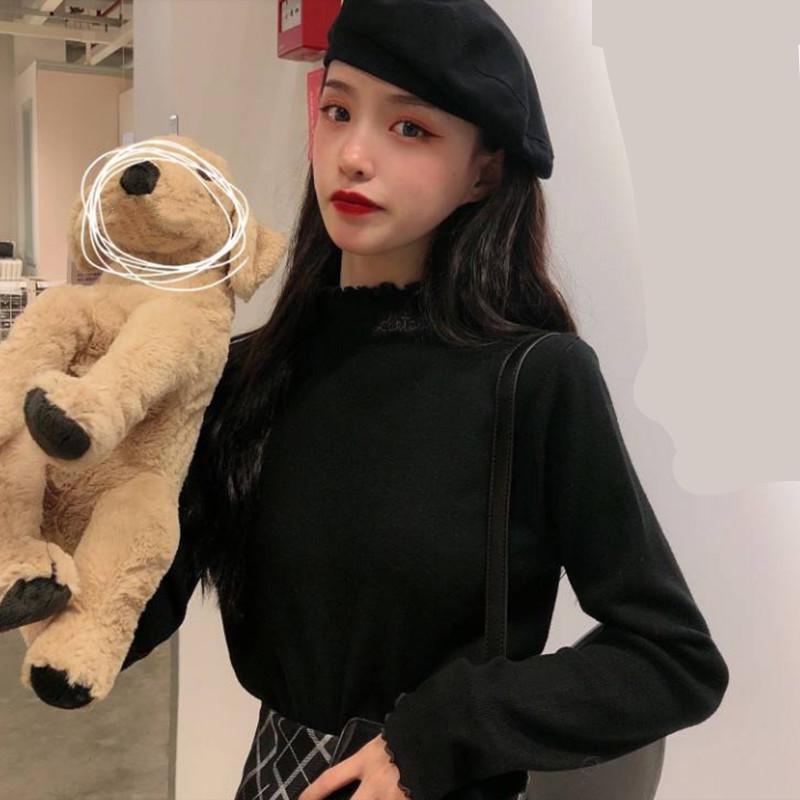 Pofulove Little Man Wild Fungus Bottoming Sweater Sweater  Fashion Outerwear Western-style