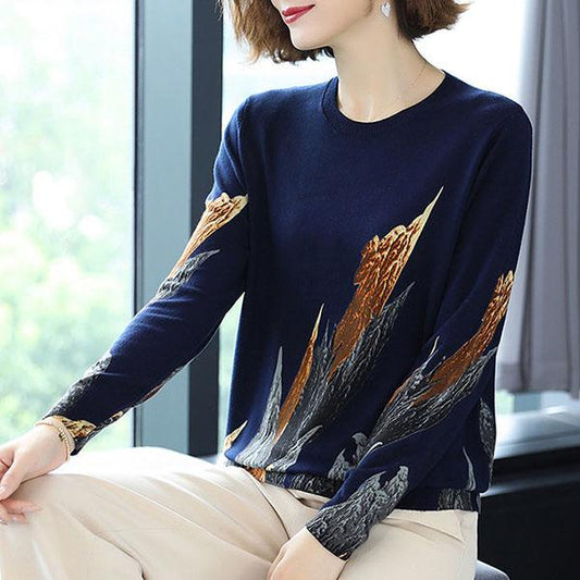 Plus Size Woolen Sweater Women Comfortable High-end Printed Cashmere Sweater Winter Wool Knitted Bottoming Sweater Elastic Jumper Top